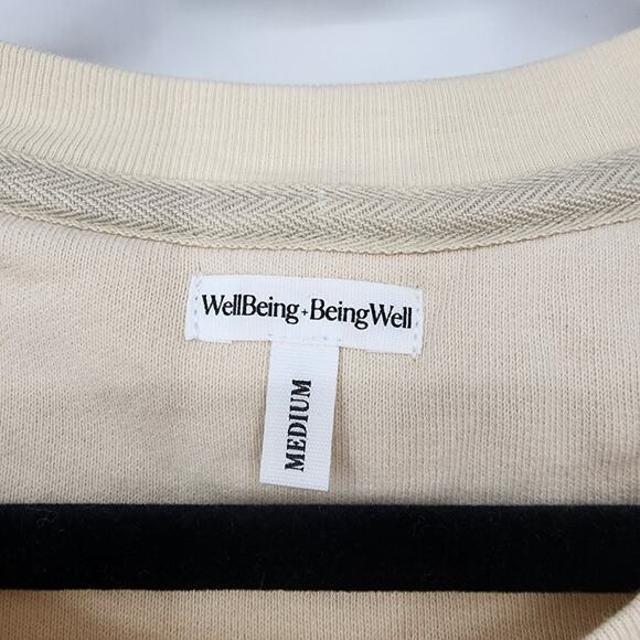 Revolve WellBeing + BeingWell Goldie Pullover Sweatshirt Bone White Size Medium - Picture 3 of 9